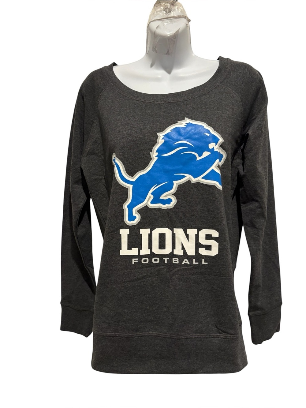 NWT NFL APPAREL DETROIT LIONS Women’s Dark Gray Long Sleeve Top Size Small